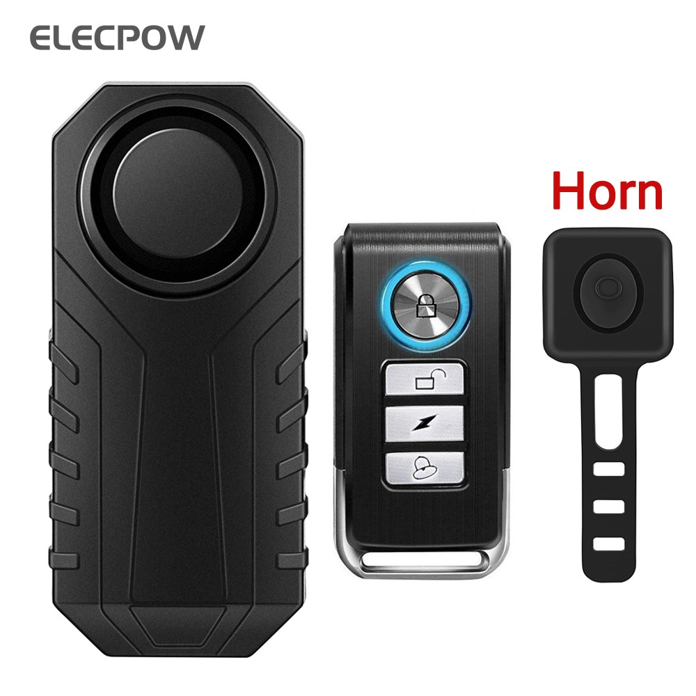 Elecpow Remote Control Bike Alarm Waterproof Motorcycle Electric Bicycle Security 113dB Anti-lost Vibration Warning Alarm Sensor