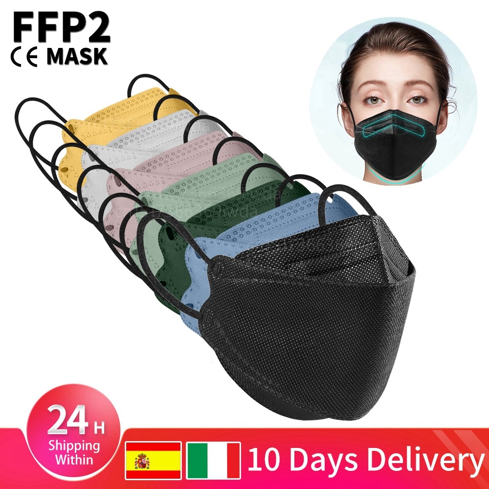 Mascarillas ngras FPP2 Mask Adult KN95 Morandi ffp2fan Face Mask 4 Layers FP2 Black Mask FFP2 CE Certificate 10-100pcs