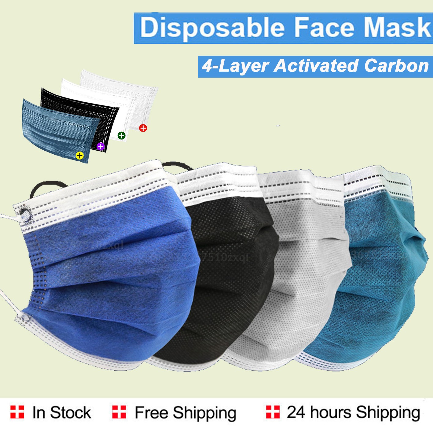 10-200pcs Protective Face Masks 4 Layer Activated Carbon Mascarillas Disposable Adult Homeopathic Shuffle Mask