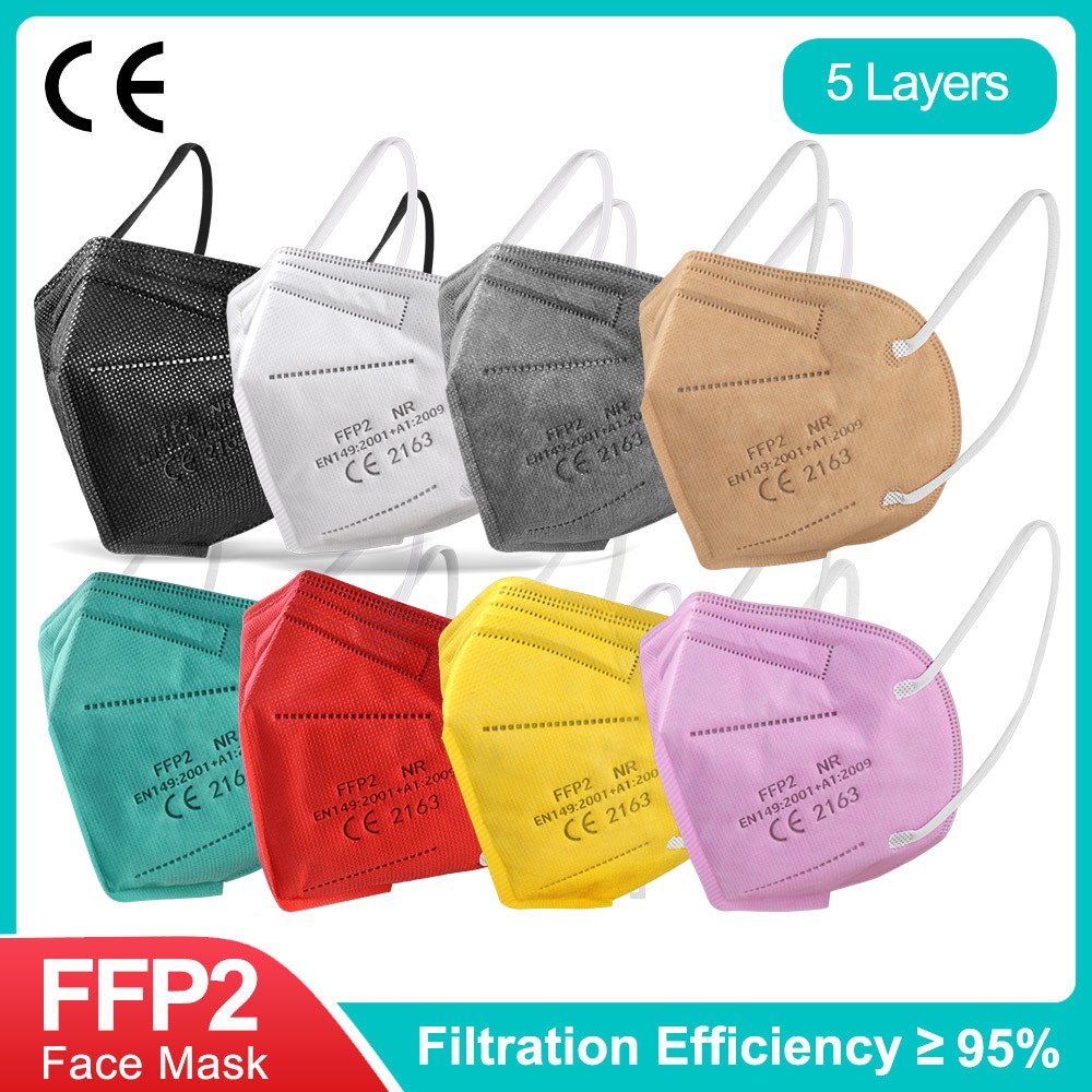 أقنعة FFP2 5 طبقات ffp2fan KN95 قناع وجه واقي FPP2 mascarillas الغبار قناع فلتر قناع التنفس الأسود الفم Masken