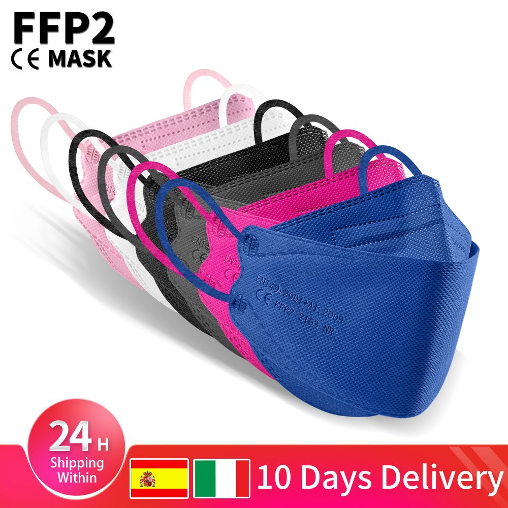 10-200pcs Adult Fish KN95 FFP2 Mask FPP2 Approved Masks Dust Respirator Protective Face Masks Black FPP2 Color Mask FP2 ffp2fan