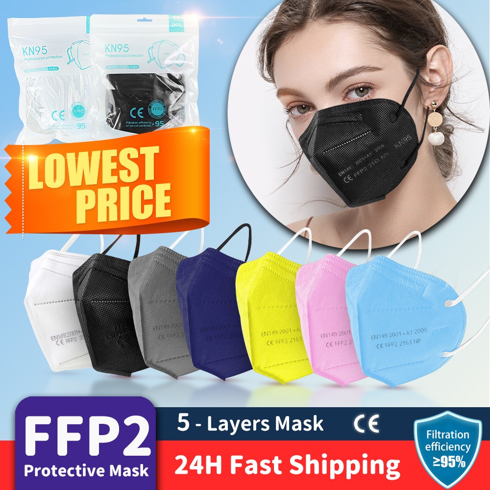 Hot Adult Mask 5 Layers Black FFP2 KN95 Respirator Fabric Mask Face Mask CE FFP3 Mascarilla Mouth Filter Dustproof Reusable ffp2fan