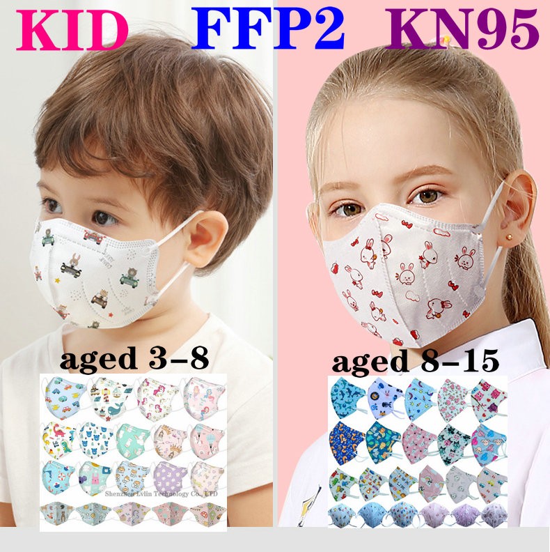 FFP2 KN95 Kids Mask Cartoon Kids 3-8 8-15 Years 5 Layers Mask Boys Girls Face Mask CE Safety Protector