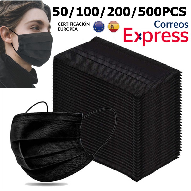 10-500pcs Black Disposable Masks 3-Ply Mascarillas Negras quiurgicas homology adas Safe Face Mouth Mask Adult Masque Noir Jetable