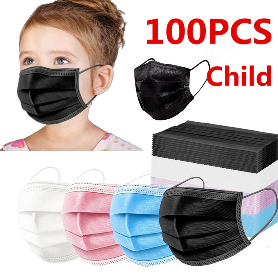 4-12 Years Disposable Baby Mask Baby Mouth Mask 3 Layer Safety Protection Breathable Black Pink Colorful Children Face Mask