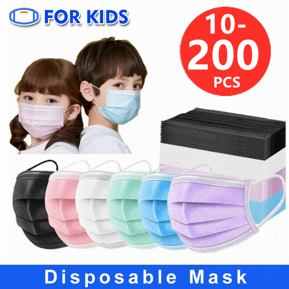 10-200 Baby Masks Disposable Kids Face Mask 3 Ply Mascarillas Quiurgicas Gay Niños Children Protection Mask Christmas