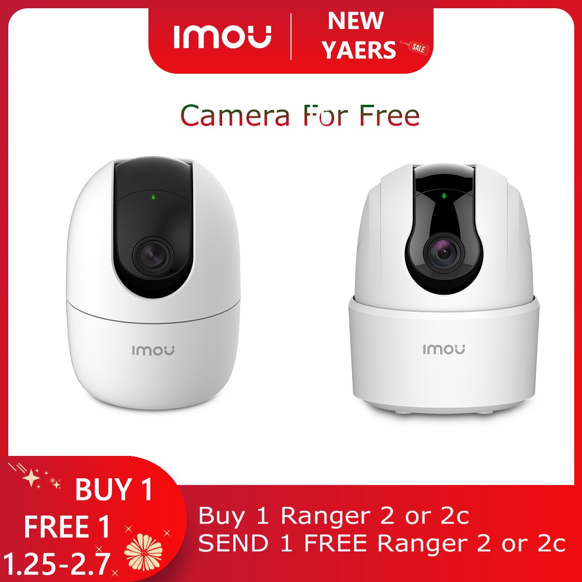 Dahua Imou Ranger 2 Baby Monitor 360 Degree Rotating Detection Smart Tracking Night Vision Wireless Surveillance IP Wifi Camera