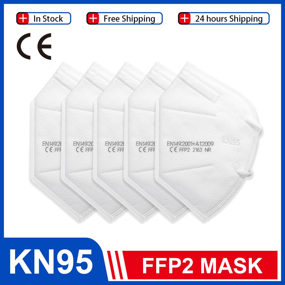 5-200pcs KN95 Face Mask 5 Layer Filter Dust Port PM2.5 mascarillas FFP2 Nonwoven Health Protective N95 Mask Fast Delivery