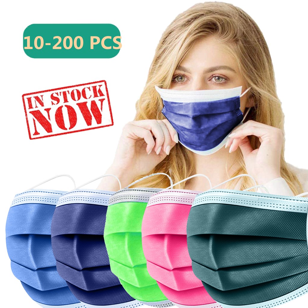 10-200pcs 3 Layer Adult Mouth Mask Disposable Face Mask masque Cherogical Dust Mascarillas quiurgicas homology adas colores