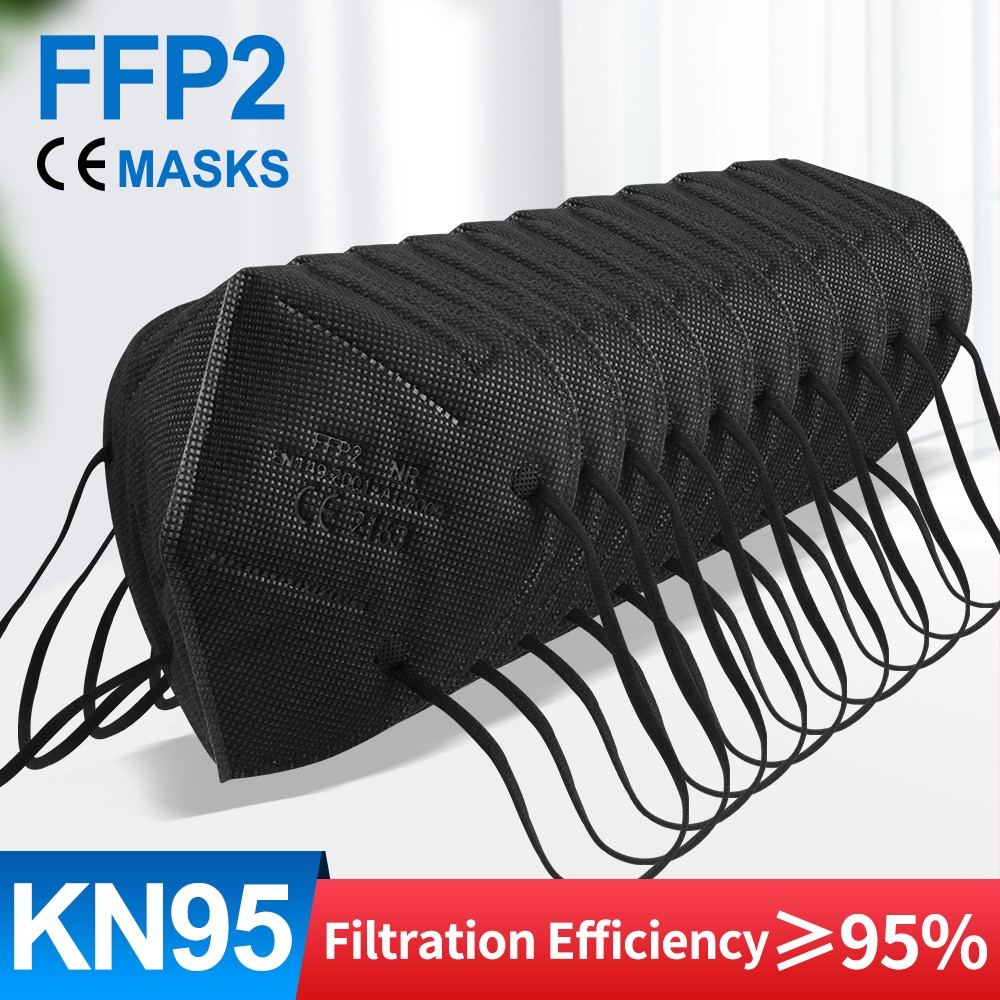 قناع Mascarillas ffp2reuse zable ffp2masable 5-Layer KN95 قناع FFP2 واقي للوجه (5 طبقات أسود) Mascherina ffpp2 Masque fpp2