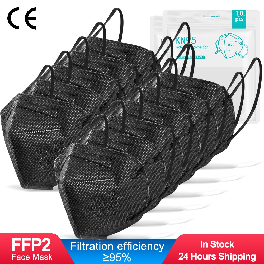 10-200pcs FFP2 Mascarillas FFP2 Negras FPP2 Masks 5 Layers Adult Reusable Black KN95 Maske Protective Face Mask FFP2MASK CE FPP3