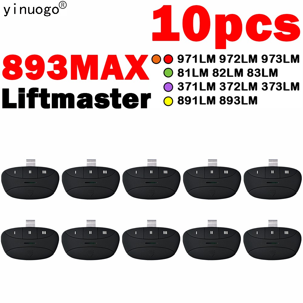 10 Pack 893MAX Liftmaster Remote Control Garage Door Opener 310mhz 315mhz 390mhz for 371LM 971LM 891LM 373LM 973LM Transmitter