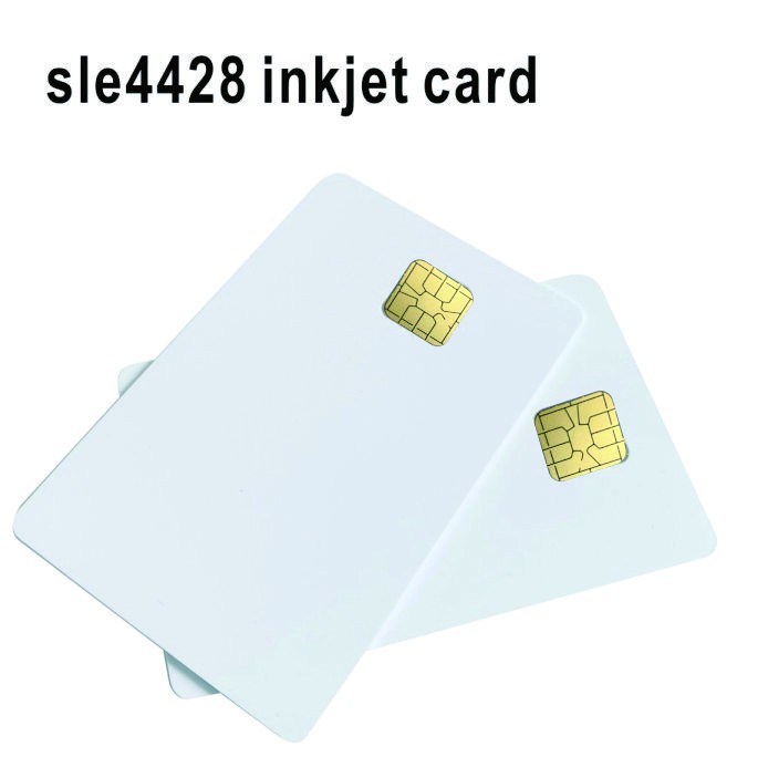 10pcs white contact SLE4428 chip large inkjet printable blank corporate pvc card with chip SLE5528 for E 551 T50 C anon inkjet printer