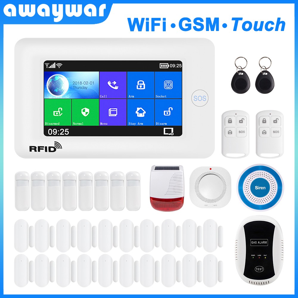 Awaywar-نظام إنذار لأمن المنزل الذكي ، متوافق مع Tuya IP Camrea ، WiFi و GSM ، مضاد للسطو