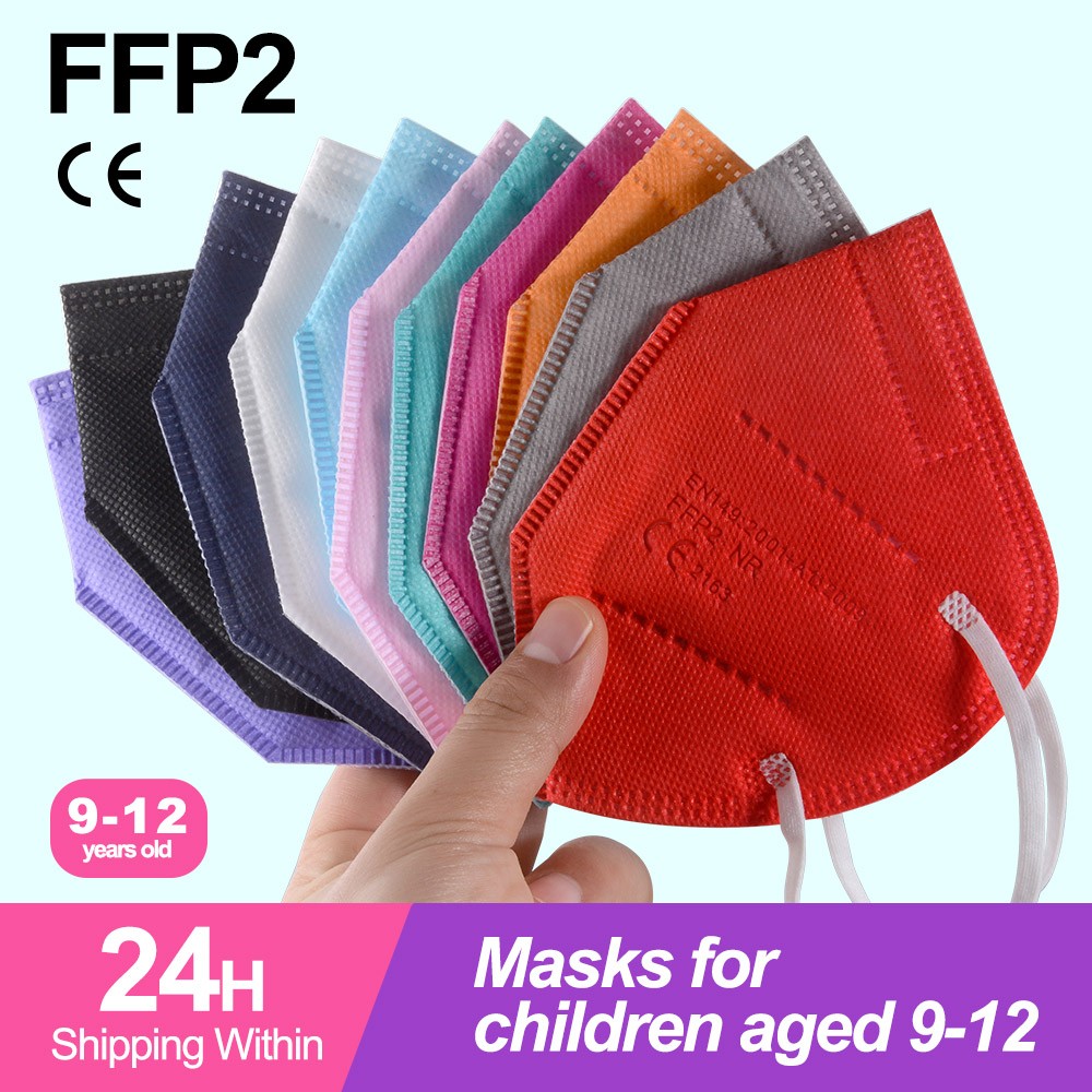 Children FFP2 Masks KN95 Mascarillas FPP2 Ninos ffp2neckids Masque Enfant 5 Layers Protective Face Mask Fit 9-12 Years