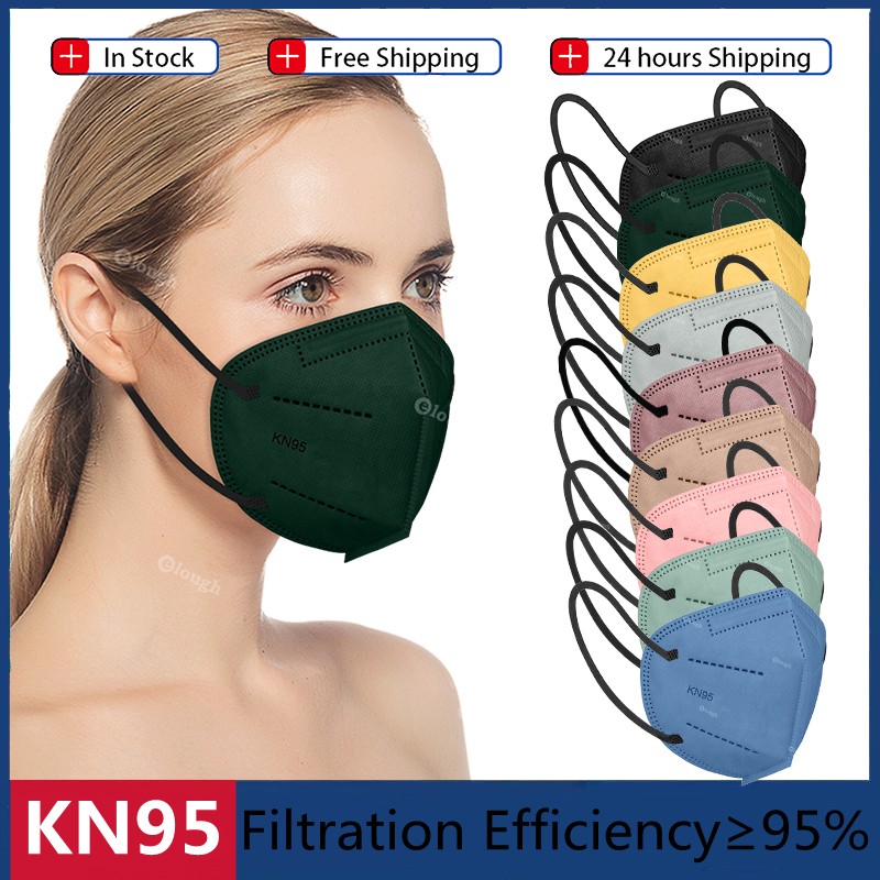 KN95 Mascarillas FPP2 Morandi Masks Black Gray FFP2 Adult 5 Layers Protective Face Mask Oral Respirator Mask ffp2masque CE