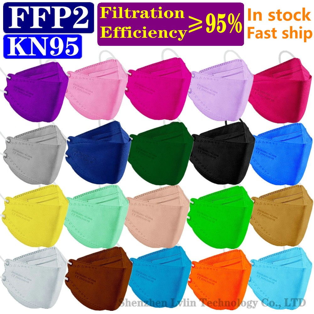 KN95 FFP2 CE 80 Unique Print Beauty Wholesale Fish Mask Mascarillas Protective Breathing Anti Fog Adult Colorful Masques