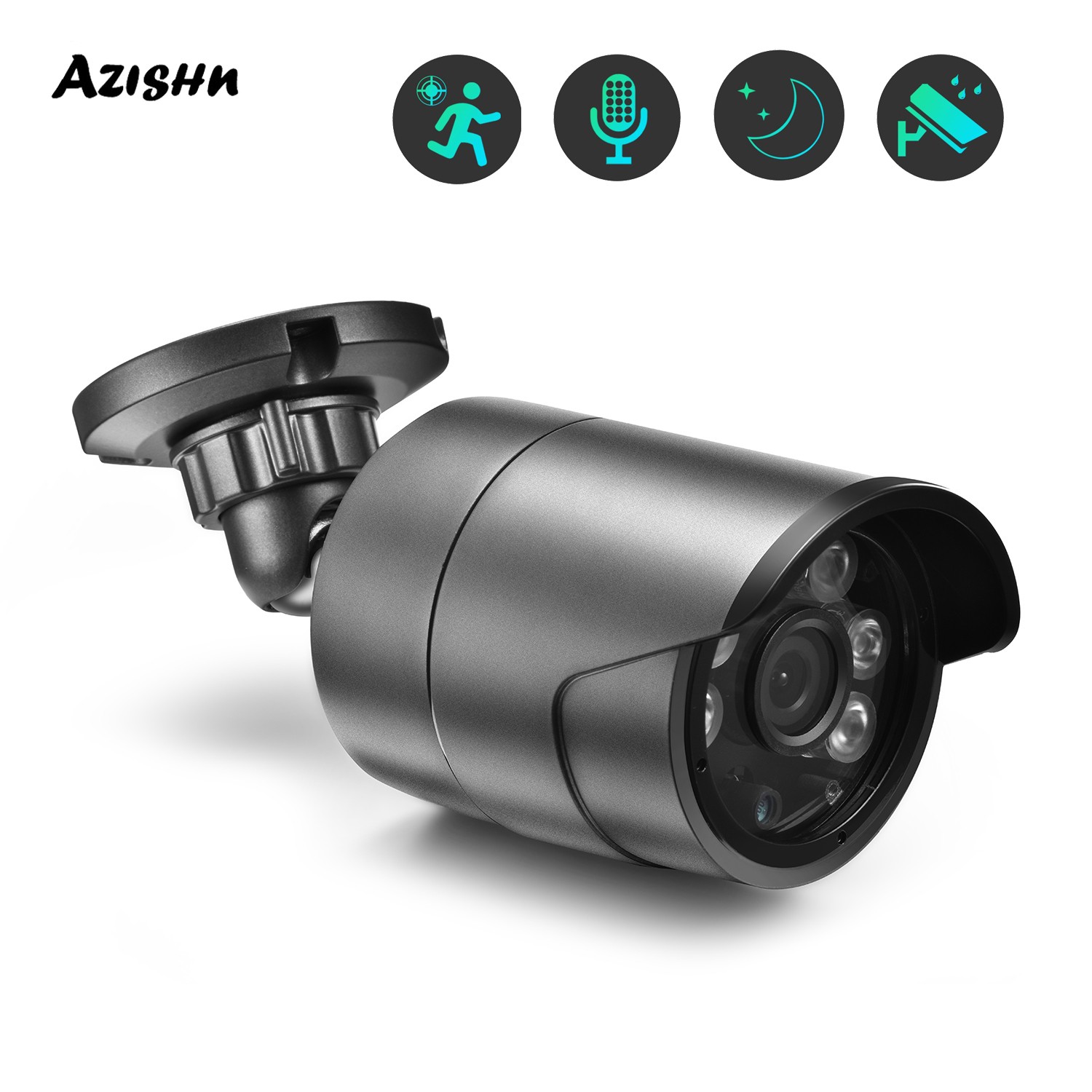 AZISHN 8MP 4K HD IP Camera Mini Baby Monitor Outdoor Waterproof Color Night Vision Dual Light Source Security Protection Camera