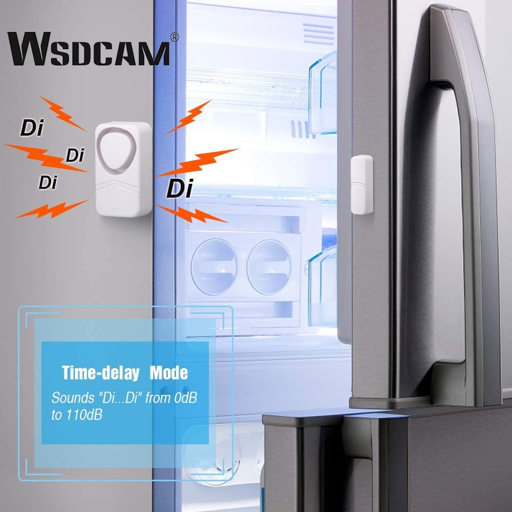 WSDCAM Wireless Window Door Burglar Sensor Alarm 4 Ways Open Door Detector Freezers Close Reminder Security Protection Alarm