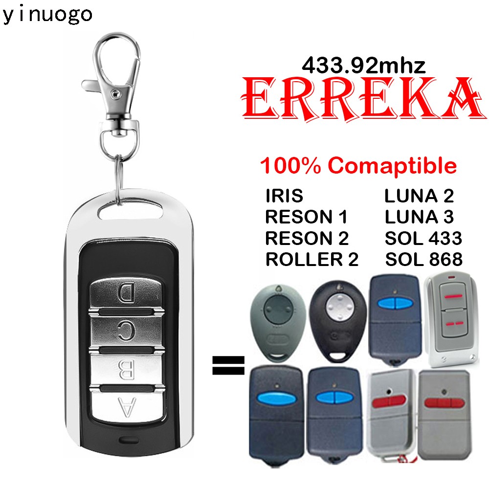 ERREKA ايريس سول 433 868 لونا 2 3 ريسون 1 2 باب المرآب التحكم عن بعد 433mhz 868mhz ERREKA باب مرآب بميزة التحكم عن بعد فتاحة