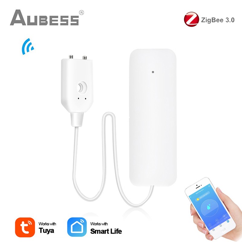 Tuya Zigbee Water Leakage Alarm Water Leak Sensor Detector Flood Alert Overflow Security Alarm System Works With Zigbee Gate