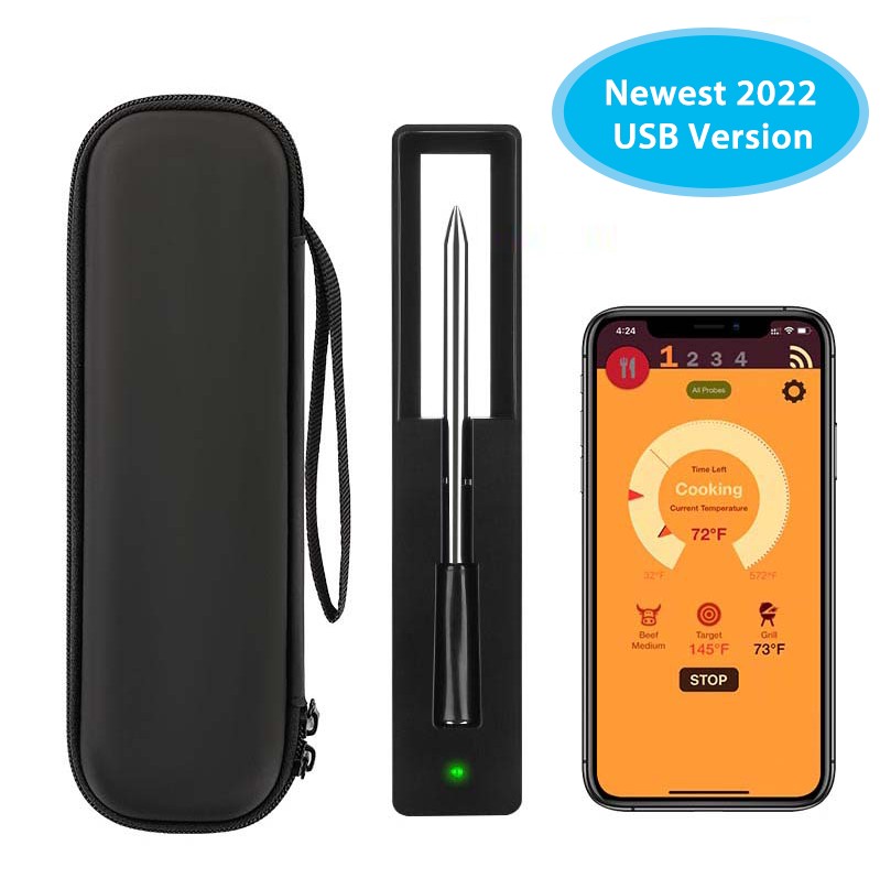 New USB Wireless Meat Thermometer for Oven BBQ Grill Steak Bluetooth Connect Digital Kitchen Smart Barbecue Accessories Gift