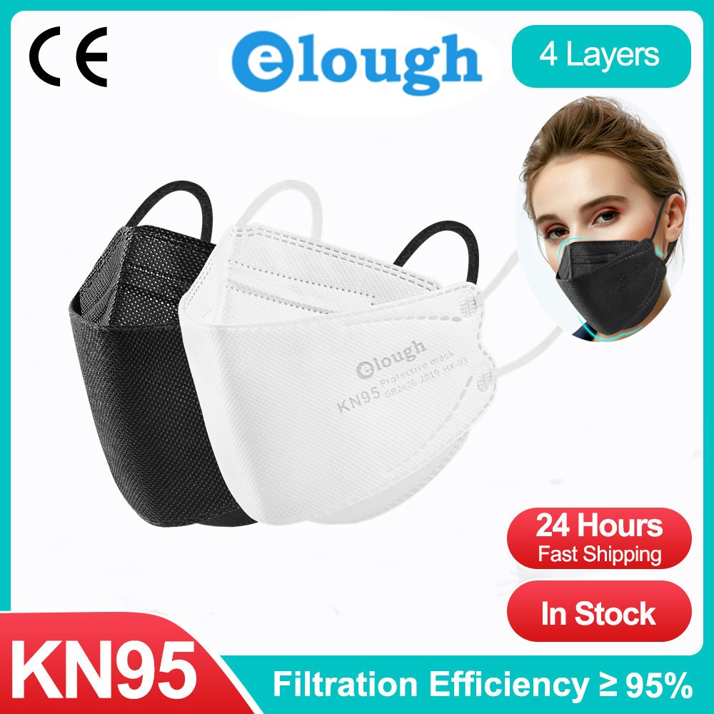 Elough Mascarillas faciales mascarilla fpp2 homology ada face mask 4 layers reusable masque KN95 fish mask 10-100pcs FFP2 negra