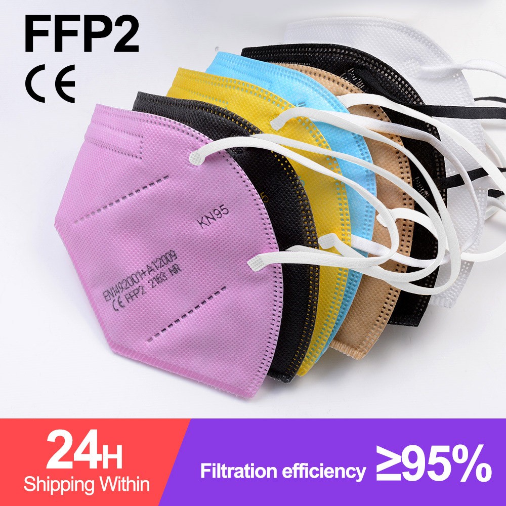 10-200 قطعة KN95 قناع ffp2 الوجه mascarilla fpp2 homologada 5 طبقات واقية mascarillas fp2 الالوان FFP2Mask mascherina ffpp2