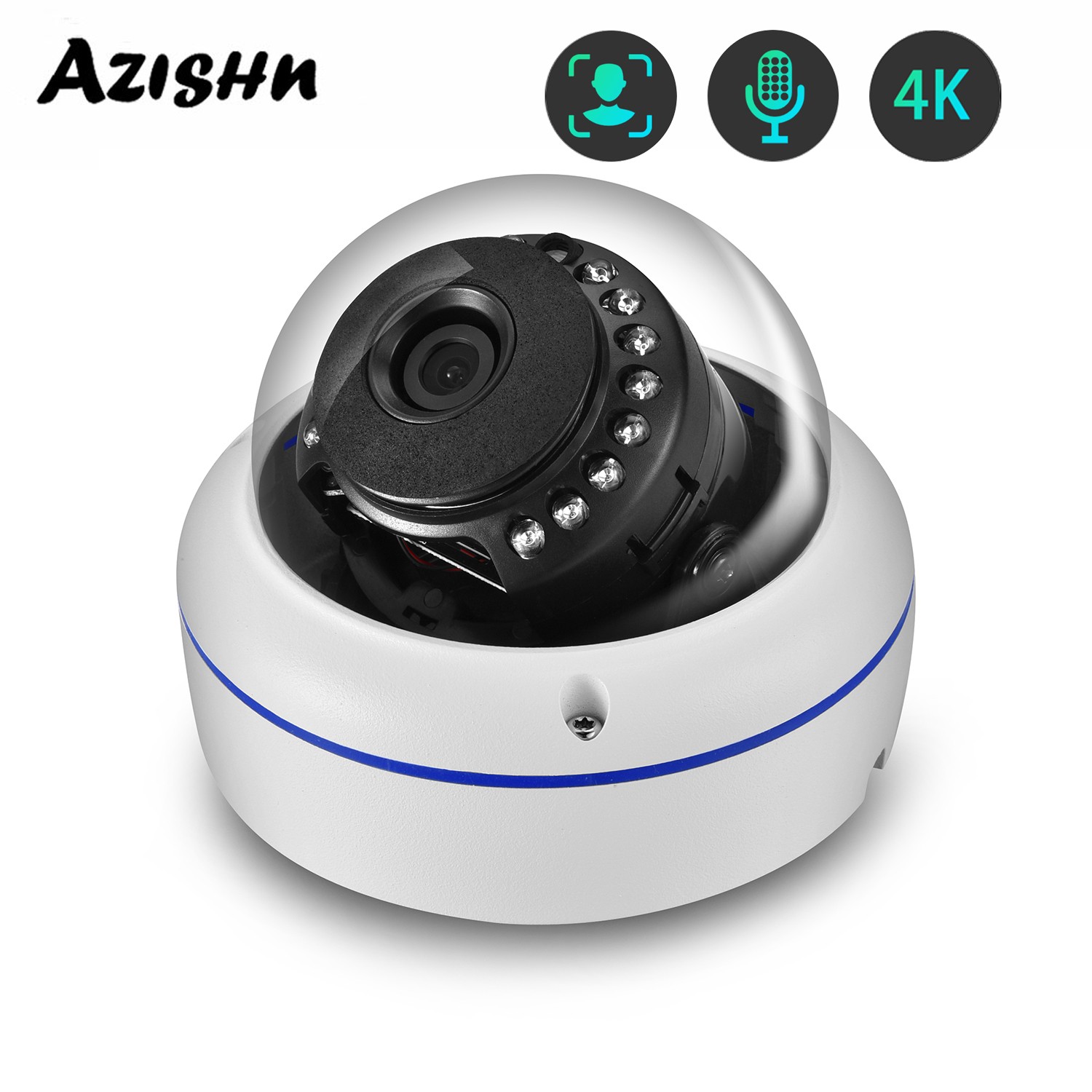 Azishn 8MP 5MP IP Camera Face Detection H.265 Video Security Protection Outdoor Waterproof xplosion Proof Surveillance Camera