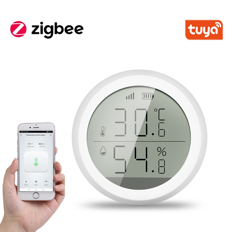 Tuya Zigbee Smart Home Temperature Humidity Sensor with LED Display Works with Google Assistant and Tuya Zigbee Hub