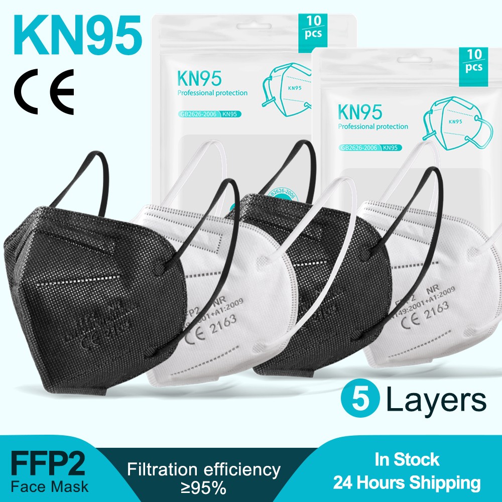 5-100pcs FPP2 Approved Protective ffp2mask FFP2 Mascarillas Negras 5 Layers Reusable KN95 Mask ffp2 mascarillas certificadas