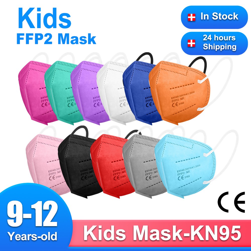 قناع وجه للأطفال KN95 Mascarillas FFP2 niños مناسب للأطفال من سن 9 إلى 12 عامًا للأولاد والبنات قناع للوجه قابل لإعادة الاستخدام قناع تدليك FPP2 niños للأطفال FFP2