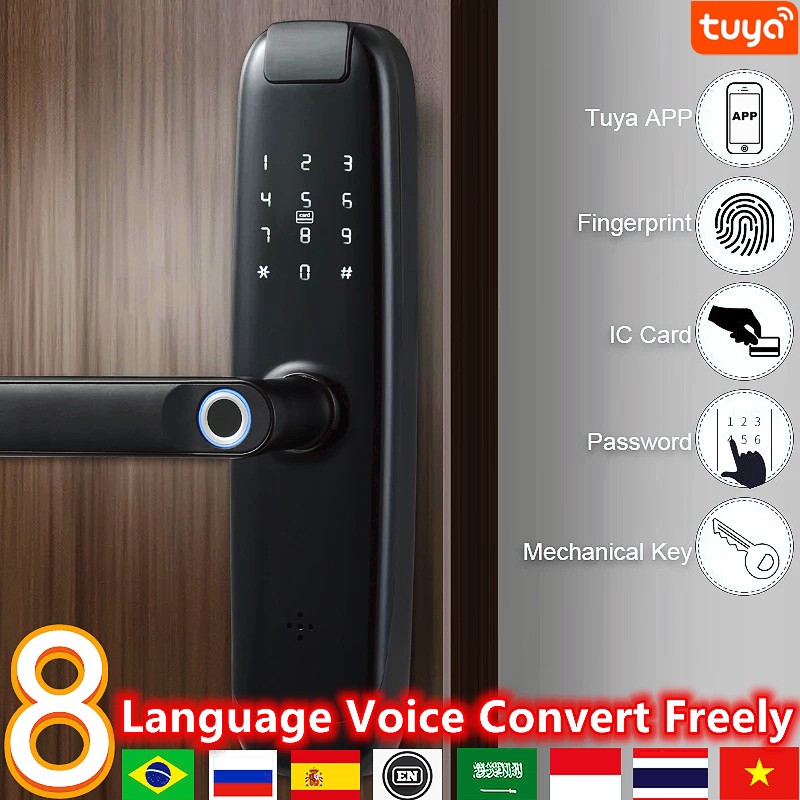 AISUO Tuya WiFi mobile phone unlock fingerprint magnetic card password normally unlock mode timer password smart door lock