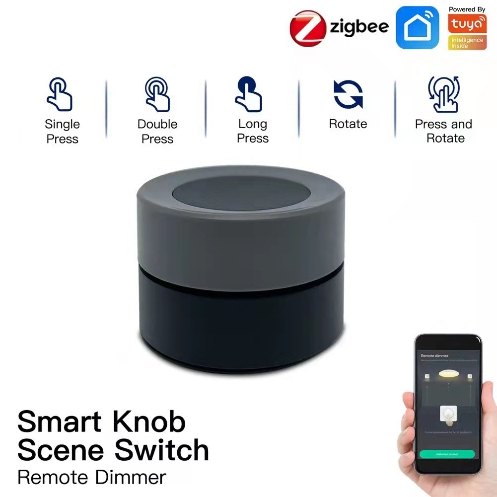 ZigBee Smart Knob Switch Wireless Scene Switch Rotate Press Button Automation Controller Tuya Smart Life Smart Home Via Gateway