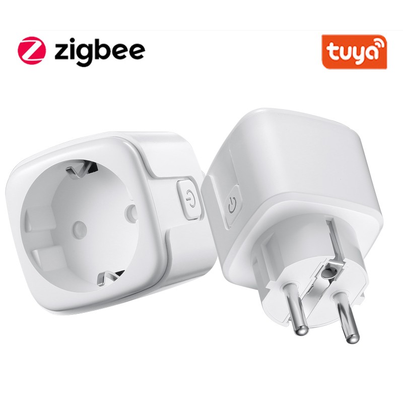 Tuya Smart Zigbee Plug 16A EU Outlet 3680W Power Meter Compatible with Alexa and Tuya Hub