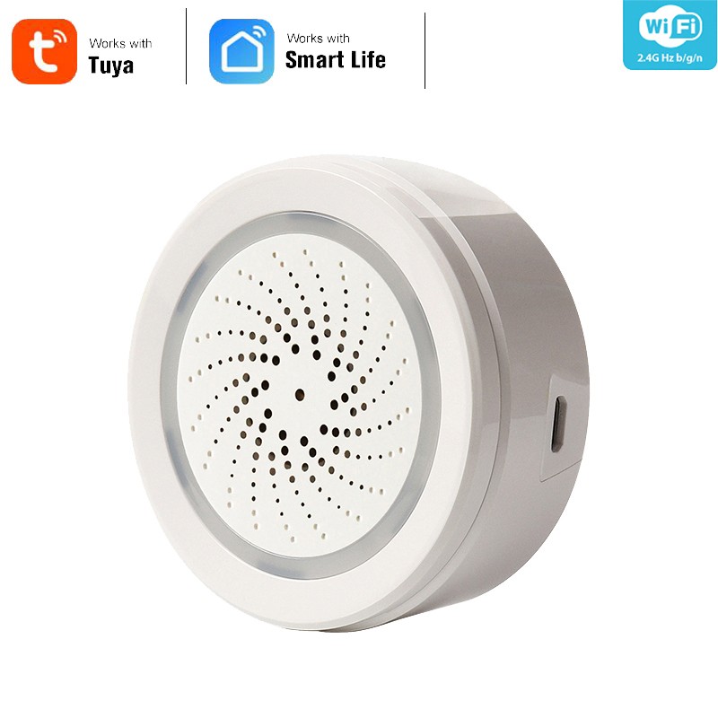 Haozee 3 in 1 WiFi Siren Connectivity with Temperature Humidity Sensor Tuya Smart Life Alexa Google Home