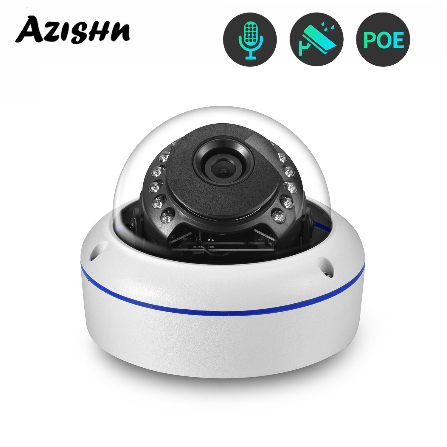 Azishn 8MP 4K IP Camera H.265 POE Video Surveillance Outdoor Waterproof Explosion-proof Protection Security CCTV Camera