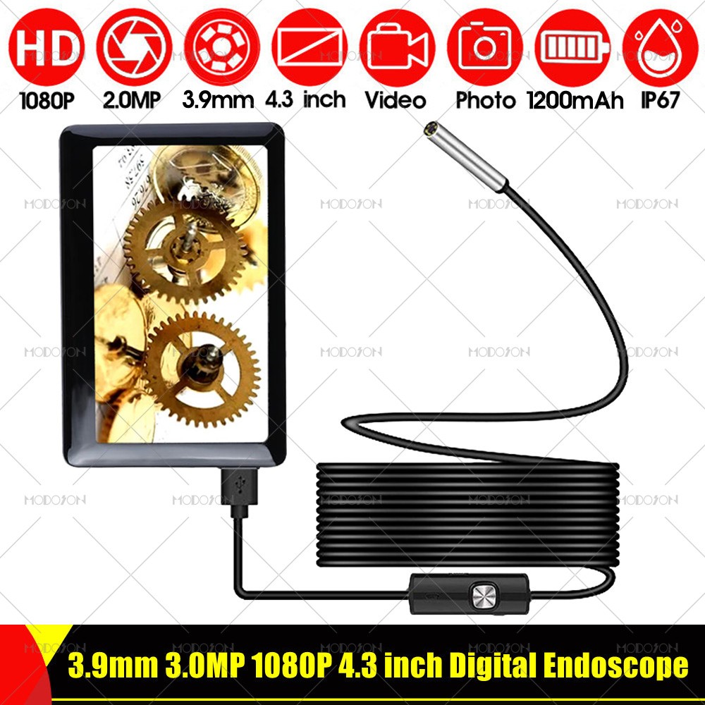 3.9mm 1080P 4.3 inch HD Digital Endoscope Camera 1200mah Industri Inspection Videoscope Snake Video Endoscope Handheld Endoscope