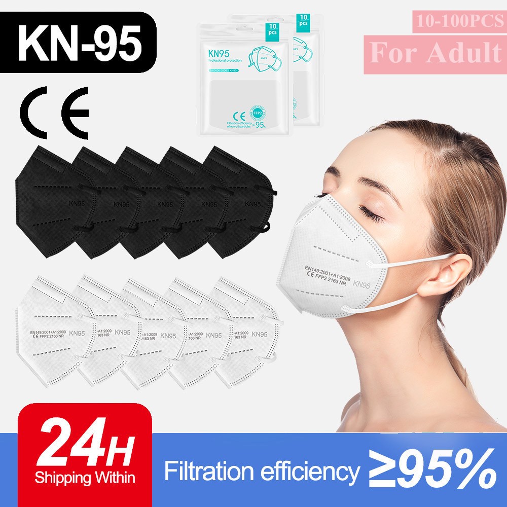 10-100pcs Black Filter FFP2 Mask KN95 Protective Face Mouth Masks ffp2fan FPP2 Mascarillas Mascherina ffp2 Reusable FFPP2