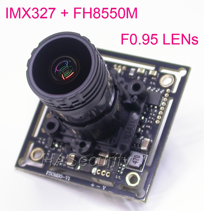 F0.95 HDR Lens (WDR) AHD-H 1/2.8" STARVIS IMX327 CMOS Image Sensor + FH8550 CCTV Camera PCB Board Module + OSD Cable