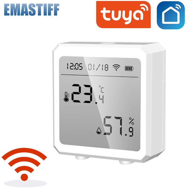 2022 Tuya Smart WiFi Temperature Humidity Sensor Indoor Thermometer with LCD Screen Support Alexa Google