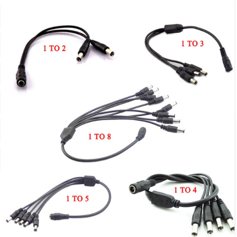 NEWCE 12V DC Power Splitter Plug 1 Female to 2 3 4 5 6 8 Male CCTV Cable Cable Camera CCTV Accessories Power Supply Adapter 2.1*