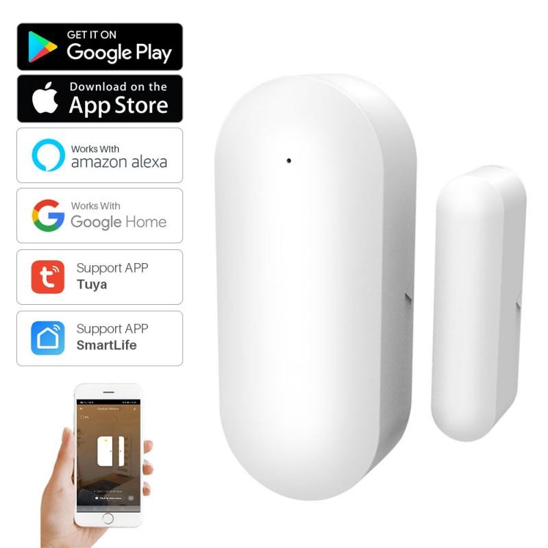 Aubess WiFi Smart Door Window Sensor Detector Wireless Door Sensor Tuya Smart Life Control Works with Google Home Alexa