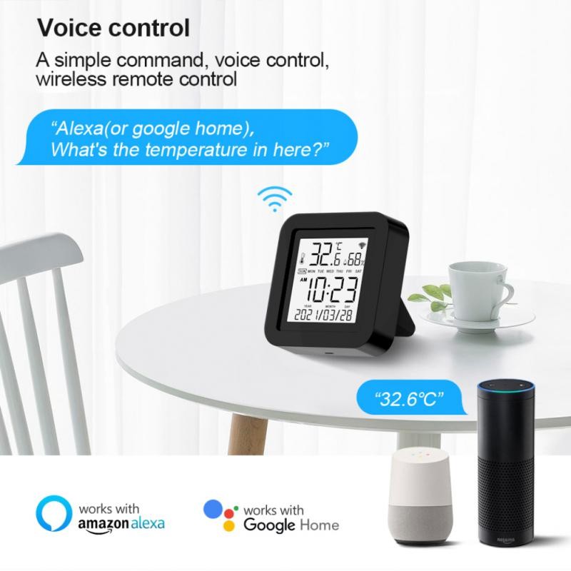 Wifi Temperature Sensor Humidity Indoor Hygrometer Thermometer Detector Smart Life Remote Control Support Alexa Google Home Hot