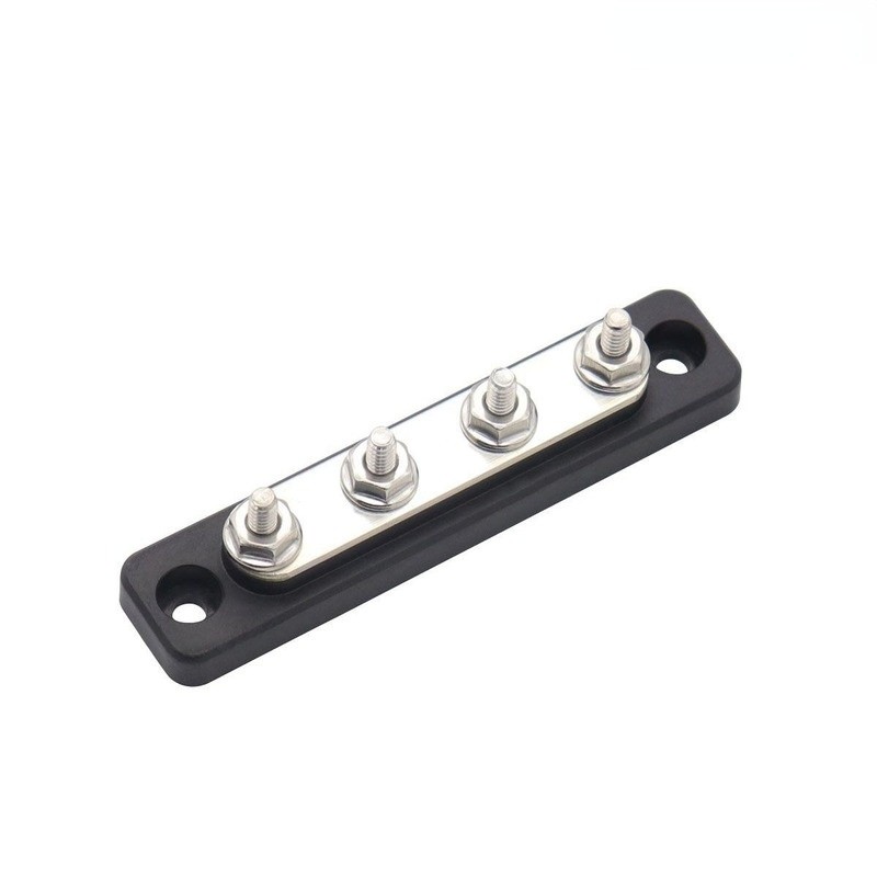 Bus Terminal Bar and Cover High Current 4 Way Busbar Distribution Block Assembly 4 Way 100A + Clear Top Cover for 12/24V Car