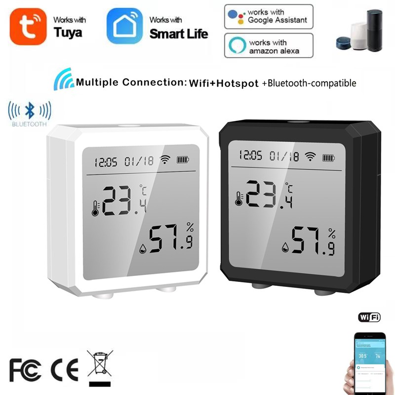 Tuya Smart WiFi Temperature Humidity Sensor LCD Display Indoor Hygrometer Thermometer App Remote Control for Alexa Google Home