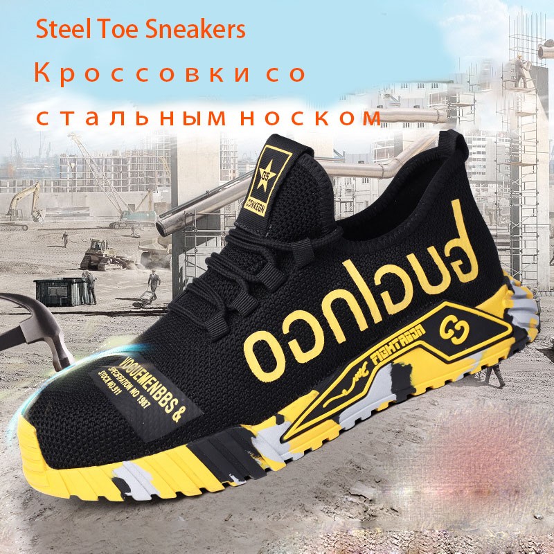 steel toe sneakers for men indestructible protective work shoes lightweight breathable steel toe shoes slip resistant corrication