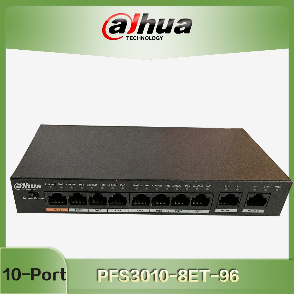 Dahua Poe Switch PFS3010-8ET-96 10-Port Unmanaged Desktop Switch with 8-Port poe