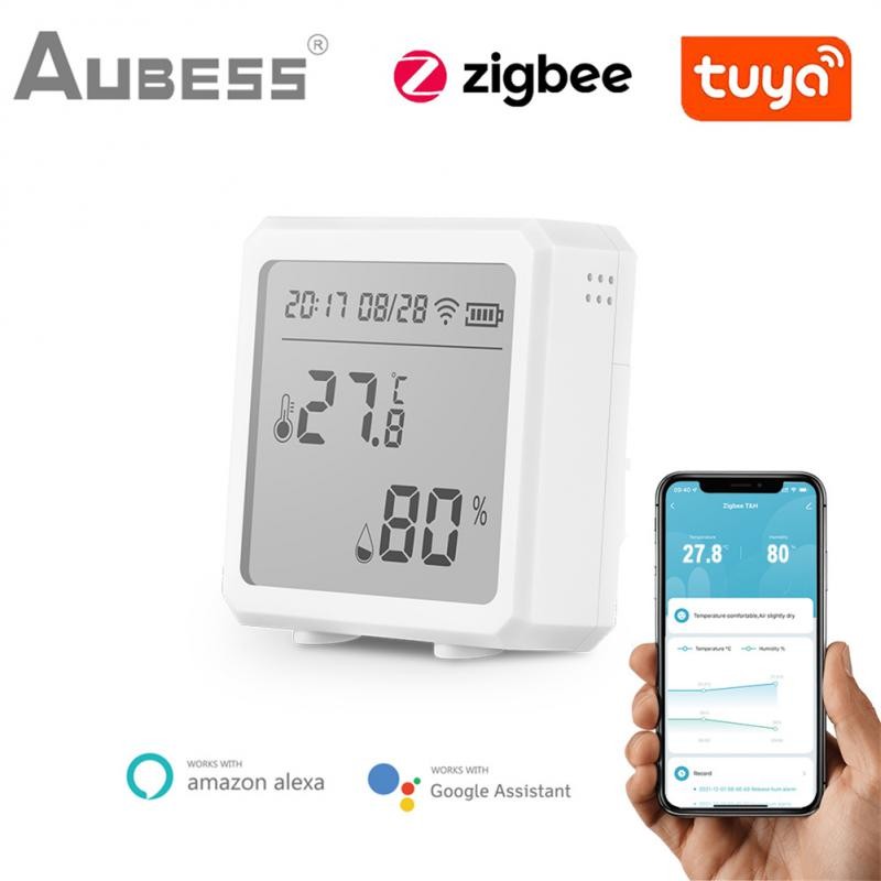 Tuya Zigbee Temperature Humidity Sensor Indoor Thermometer Smart Lifetime Detector Support Alexa Google Home