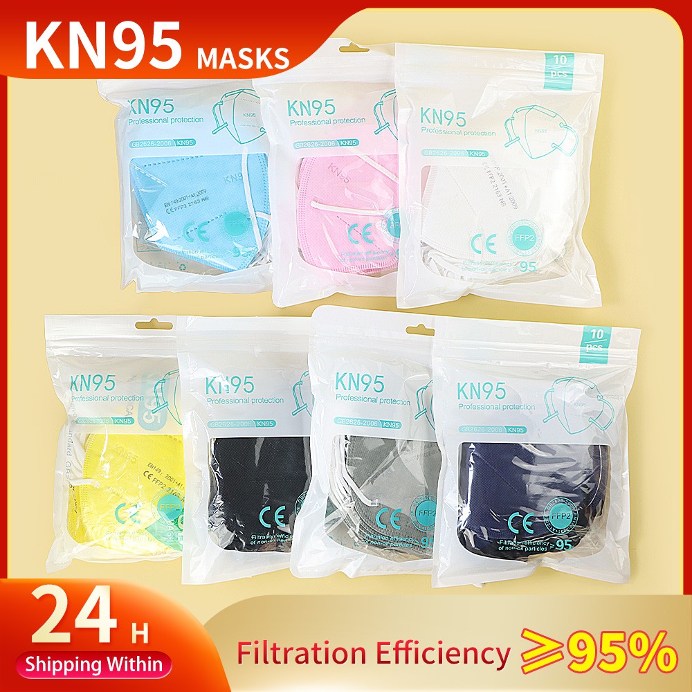 20-100pcs ffp2mascarillas ngra adult black n95 mask 5 ply fpp2 CE approved kn95 approved ffp2 reusable ffp3 respirator face mask